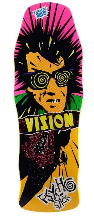 Vision Original Psycho Stick Yellow 10 Reissue Skateboard Deck